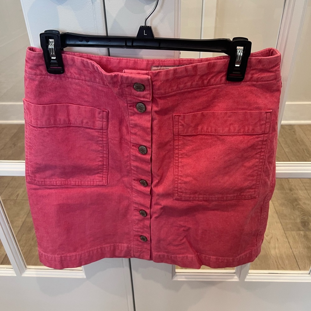 Lucky Brand Button-Front Pink Corduroy Mini Skirt